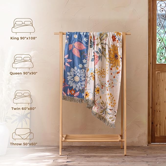 LUTBM Boho Throw Blanket for Bed Cotton Summer Blankets Twin Size for Bedroom - Image 6