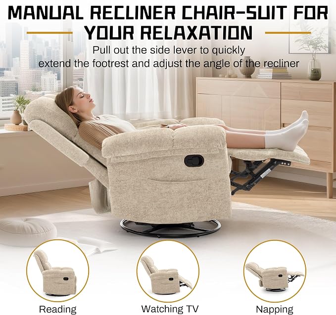 Korser Recliner Chair, Small Rocker Recliner Chair - Image 4
