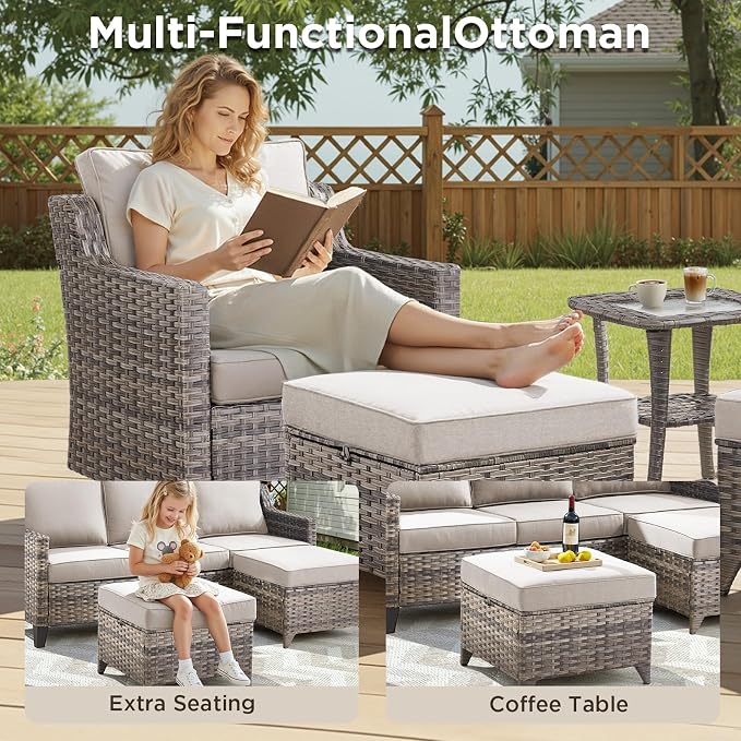 Buenhomino Outdoor Patio Furniture Set-PE Wicker Sofa Couch - Image 3