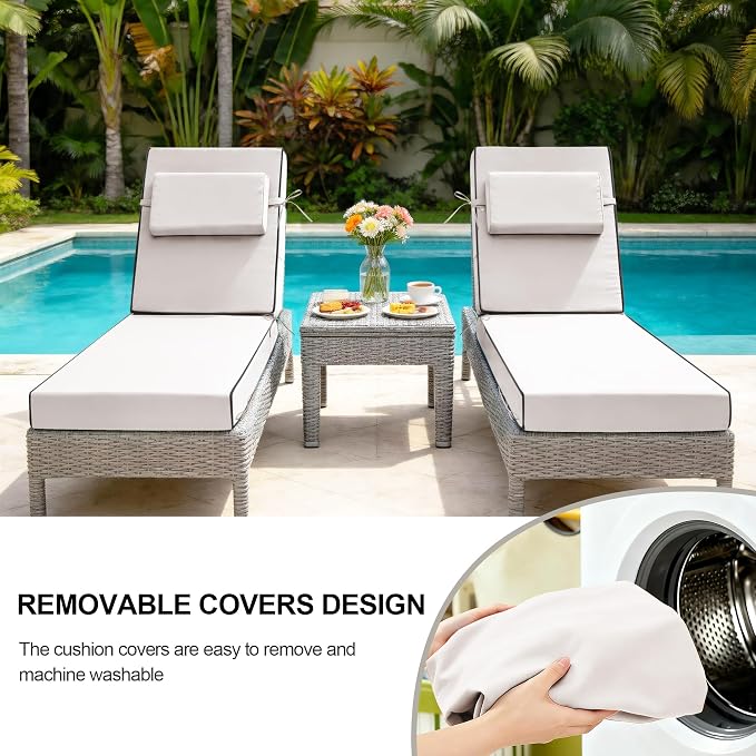 Chaise Lounge Cushions Outdoor 72x21x6 Inch, Fade Resistant 6'' Thicken Outdoor - Image 8