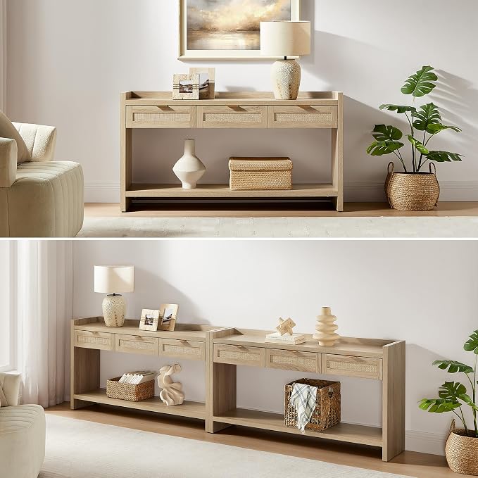 SICOTAS Rattan Console Table for Entryway - Image 8