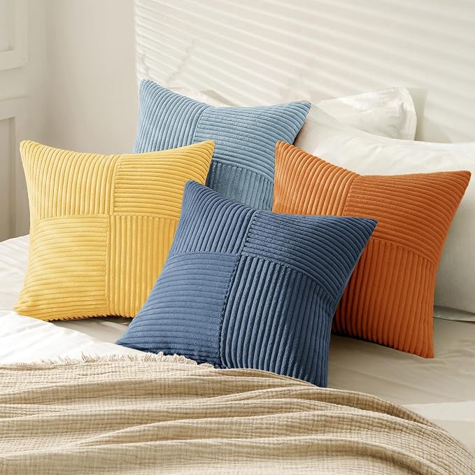 MIULEE Summer Yellow Blue Decorative Throw Pillow Covers 20x20 Inch Set of 4 - Image 4