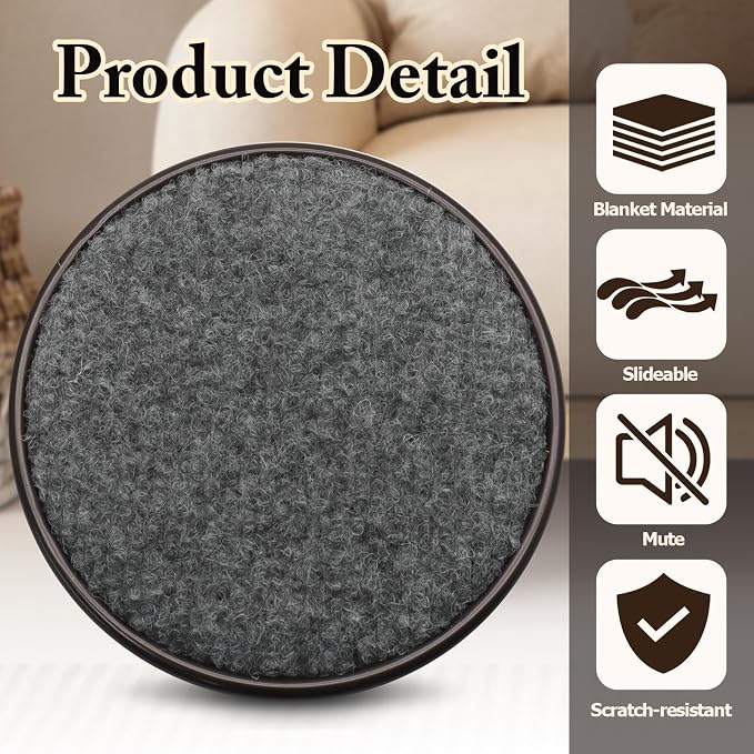 12Pcs Round Metal Felt Furniture Caster Cups, 4Inch Carpet-Bottom Furniture - Image 4