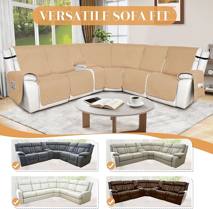 HDCAXKJ 100% Waterproof Reclining Sectional Couch Covers L Shape Recliner Sofa - Image 6