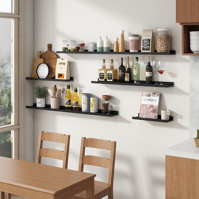 Floating Picture Ledge Shelves Set of 8, 16 Inch Solid Wood Wall Shelves - Image 7