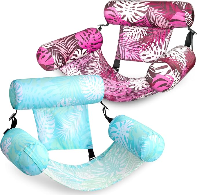 SLOOSH Inflatable Pool Floats Adult, 2 Packs Floating Lounge Chairs, Blow up by Sloosh