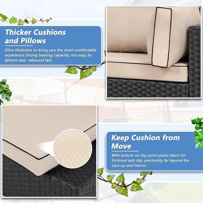 Patio Furniture Sets, 5 Piece Outdoor Sectional Sofas, Wicker Rattan Outdoor - Image 6