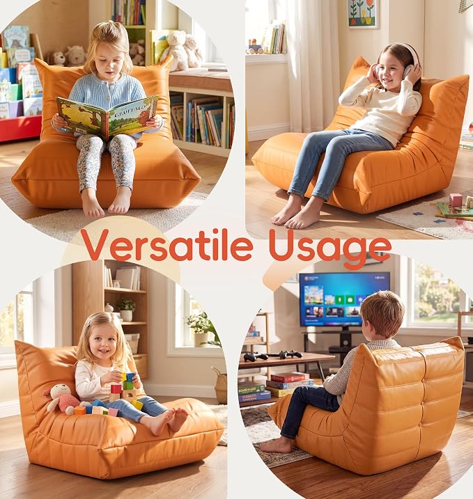 Hobestluk Small Bean Bag Chair Leather Waterproof Beanbag Lazy Floor Sofa Bean - Image 5