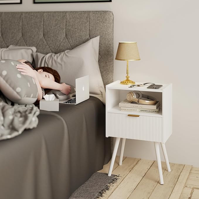 JOONEE White Nightstand, Modern Bedside Table - Image 3