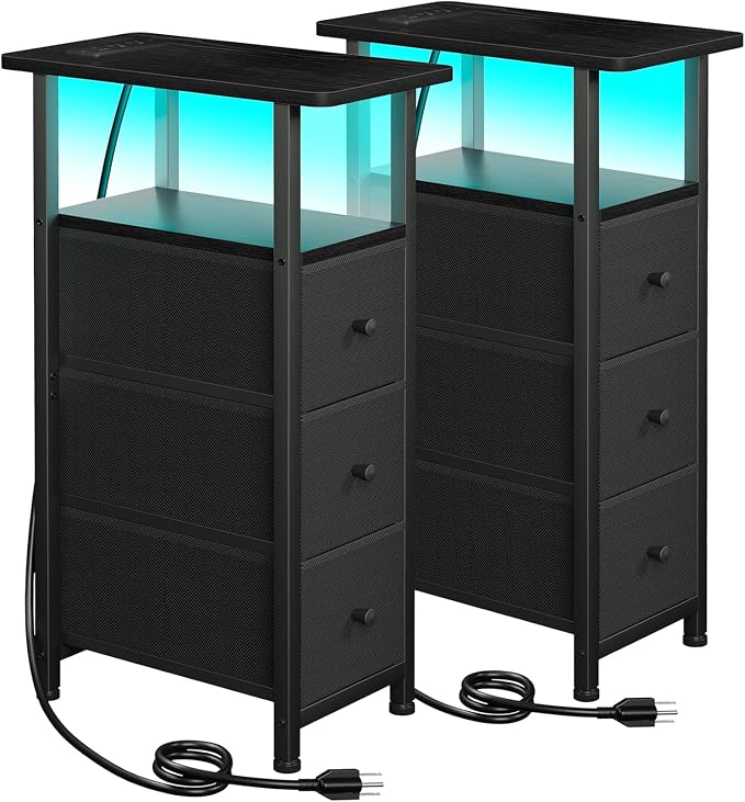 LOAKEKEL Narrow End Tables Living Room Set of 2 by LOAKEKEL