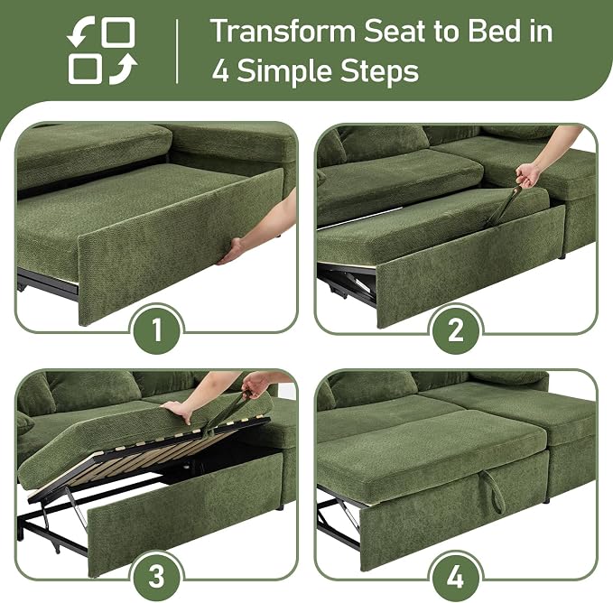 VINGLI Convertible Sofa Bed Couches - Image 6