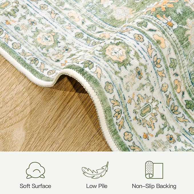 Lofus 6x9 Area Rug for Living Room, Light Green Washable Area Rugs - Image 7