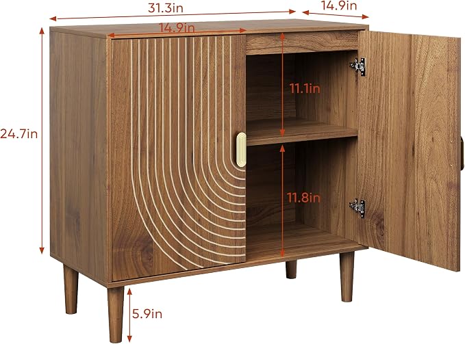 Modern Sideboard Storage Cabinet: Geometric Pattern Wooden Buffet - Image 2