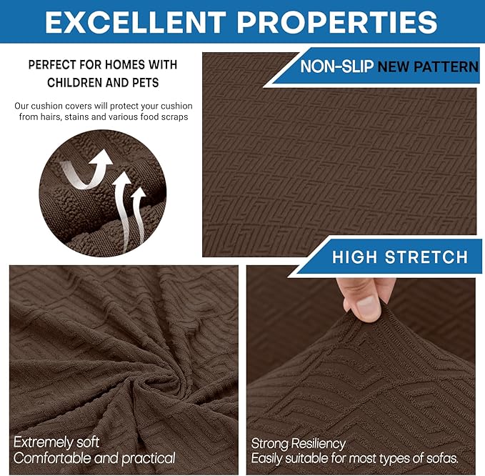 XINEAGE Large Couch Cushion Covers Seat Cushion Cover Thick Stretch Sofa - Image 5