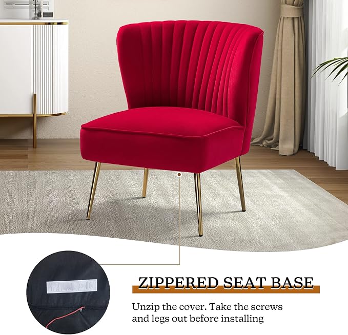 HULALA HOME Velvet Accent Chair, Modern Upholstered Cute Side Chair - Image 6