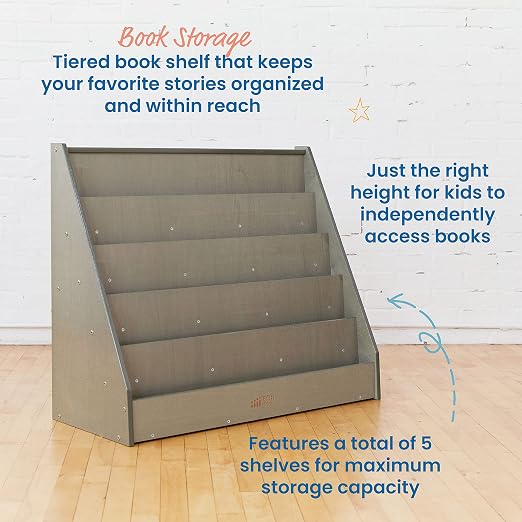 ECR4Kids Single-Sided Wooden Book Storage and Display, Montessori Furniture - Image 5