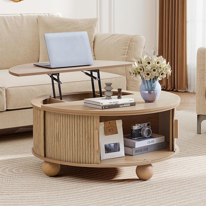 Fluted Round Lift Top Coffee Table - Image 7