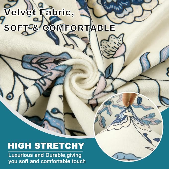 KRFOONN Velvet Wing Chair Slipcovers 2 Piece Stretch Printed Wingback Chair - Image 2