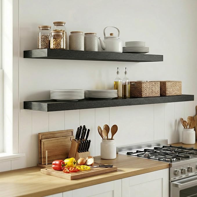 12 inch Deep Floating Shelves for Wall, 72 inch Wide Engineered Wood Wall - Image 6