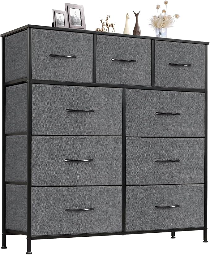 Sweetcrispy 9 Drawer Fabric Dresser Tall Chest Storage Organizer Tower by Sweetcrispy