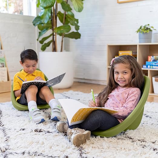 ECR4Kids Plastic Leaf Scoop Floor Rocker Seat, Classroom Furniture, Fern Green - Image 2