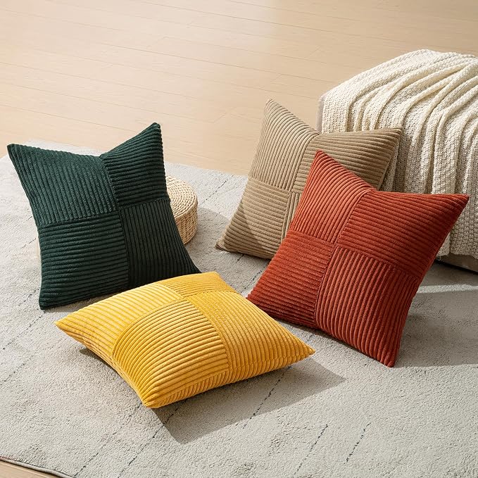 MIULEE Green Rust Throw Pillow Covers 20x20 Inch Set of 4 Boho Farmhouse Soft - Image 6