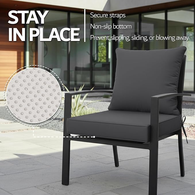 19x19 Inch Patio Chair Cushions Set of 2, Outdoor Furniture Cushions - Image 5