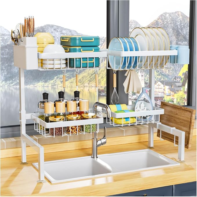 YKLSLH Over Sink Dish Drying Rack, Expandable Large Drying Rack, Suitable by YKLSLH