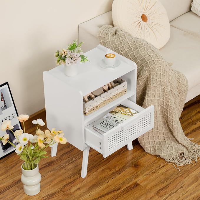 Lerliuo Rattan Nightstand, Side Table - Image 4