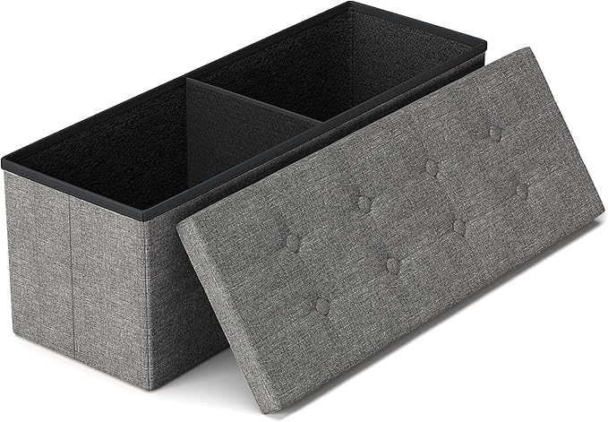 GLAXYFUR 43.3 inches Folding Storage Ottoman Bench Storage Chest Footrest by GLAXYFUR