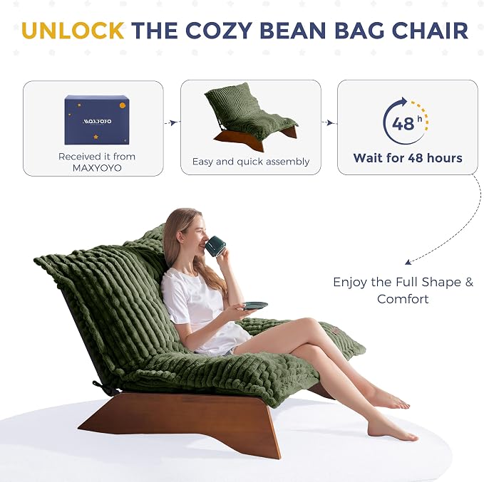 MAXYOYO Adjustable Living Room Chair, 3-Position Bean Bag Chair - Image 8