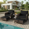 LEVELEVE Patio Conversation Set 5 Piece, Balcony Furniture Outdoor PE Rattan by Enjoyyourlife