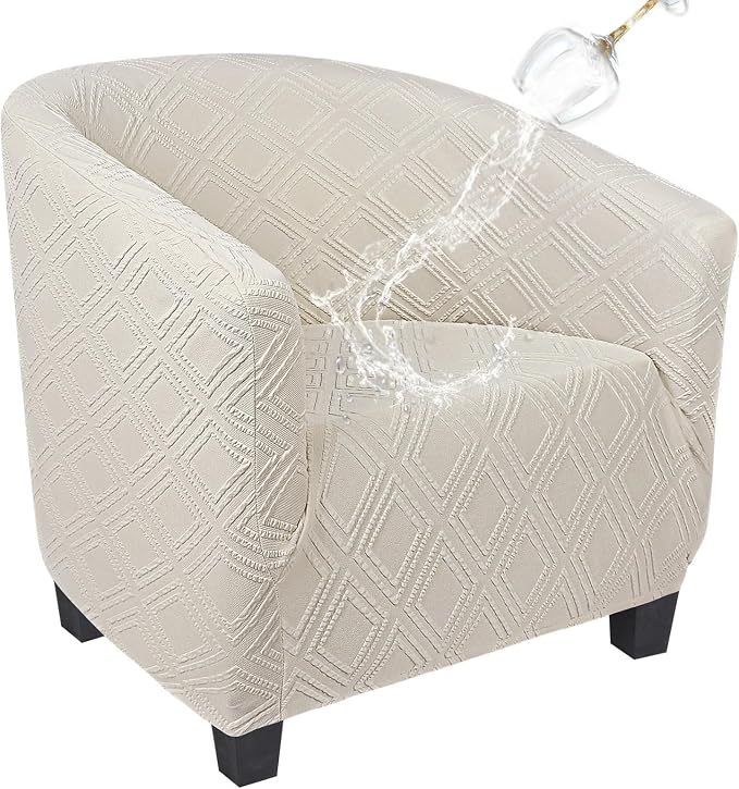 SearchI Waterproof Club Chair Slipcover Stretch Barrel Chair Covers Jacquard by SearchI