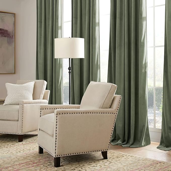 RYB HOME Sage Green Velvet Curtains 94 inches - Image 5