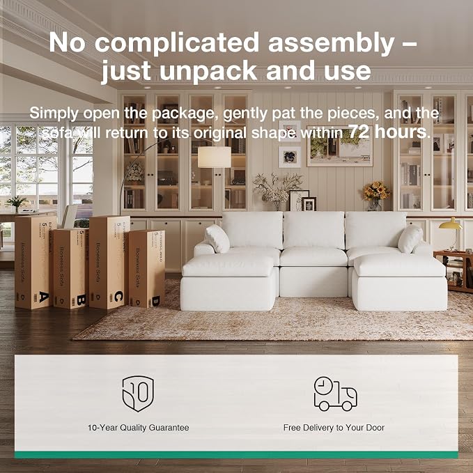 Novilla 133.8" Modular Cloud Couch, Modern Sectional Sofa - Image 20