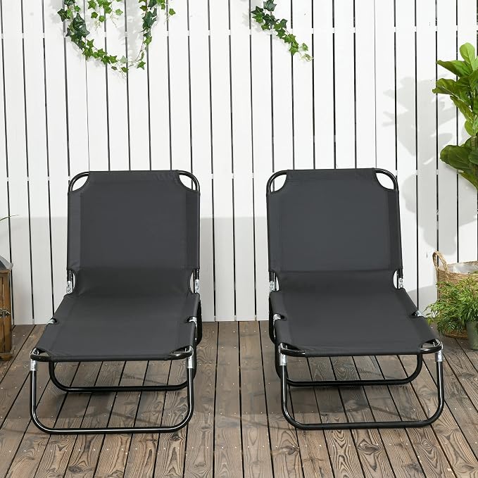 Outsunny 2 Piece Folding Chaise Lounge Pool Chairs, Outdoor Sun Tanning Chairs - Image 9