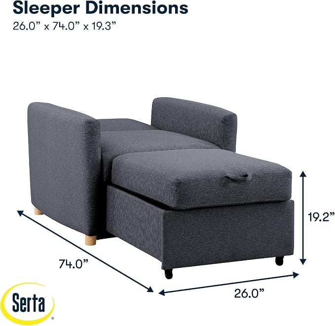 Serta® Corwin 36" Convertible Accent Chair, Dreamcoil® Comfort, FingerGuard® - Image 3