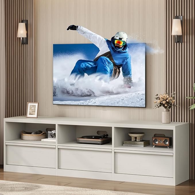 GarveeHome 70in TV Stand for TVs up to 85", Mid Century Modern Entertainment - Image 2