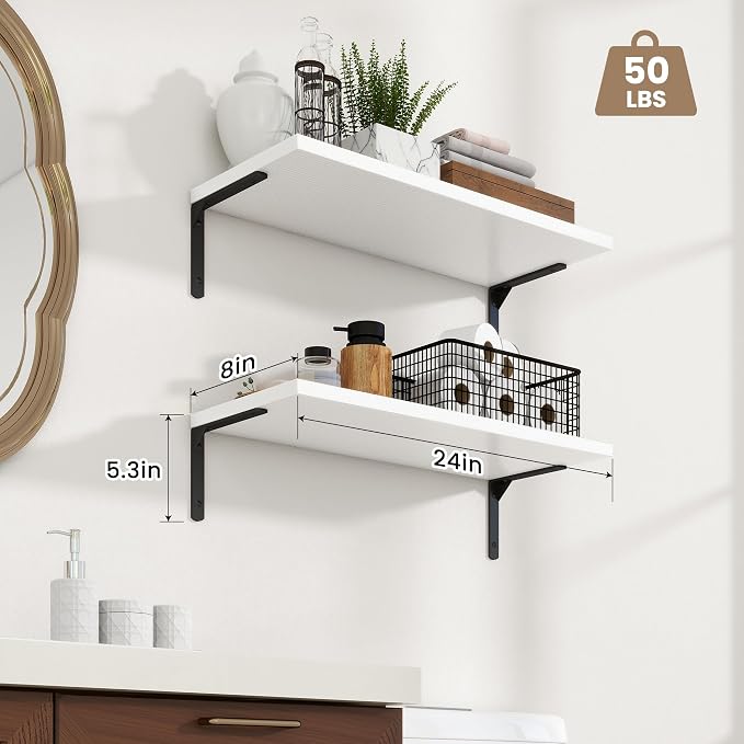 Fun Memories Deep Floating Shelves, 24W x 8D Floating Shelves Set of 2 - Image 3