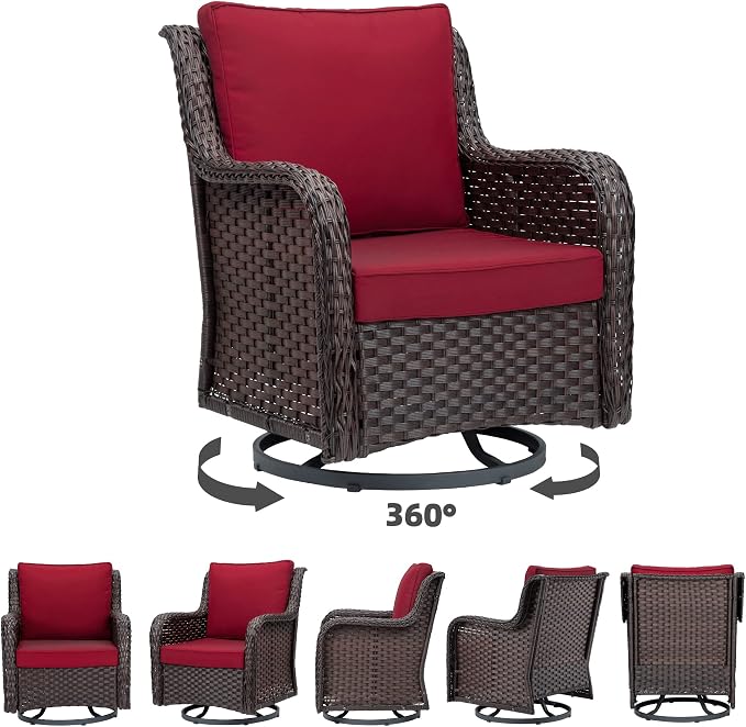 Towallmark Outdoor Swivel Wicker Glider Patio Chairs - Image 8