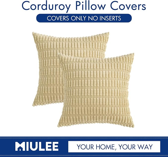 MIULEE Pack of 2 Corduroy Decorative Euro Sham Throw Pillow Covers 24x24 Inch - Image 6
