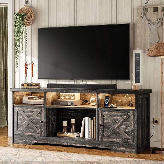 Casaottima TV Stand for 65 Inch TV, Farmhouse Entertainment Center by Casaottima