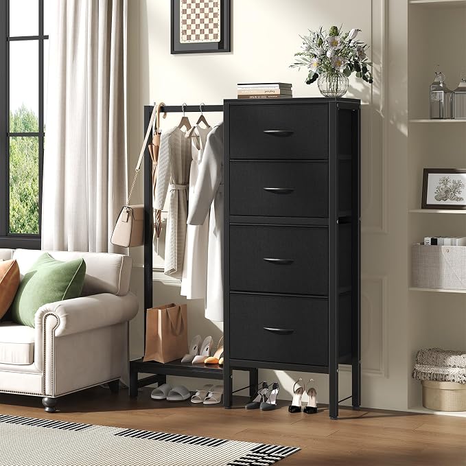 DUMOS Dresser with Hanging Rack, 4-in-1 Black Fabric Dresser - Image 2