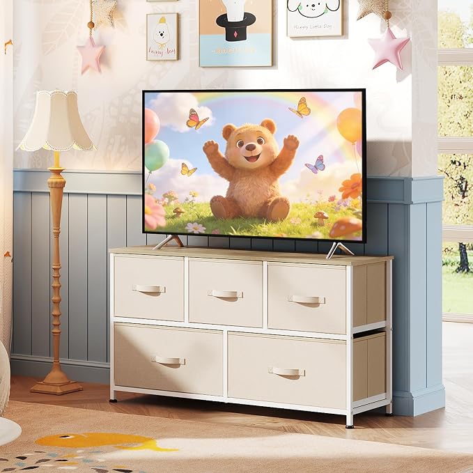 WLIVE Dresser for Bedroom with 5 Drawers, Wide Chest of Drawers, Fabric Dresser - Image 2