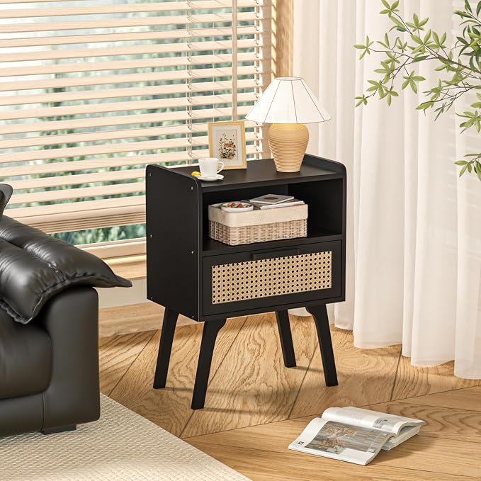 Lerliuo Rattan Nightstand, Bedside Table - Image 6