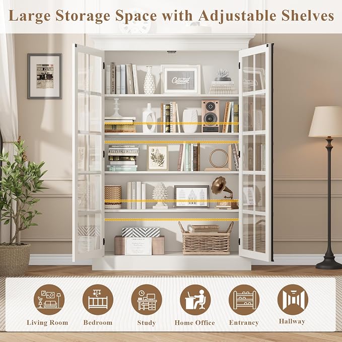 QUW Modern 65" Display Cabinet, 5-Tier Bookcase - Image 6