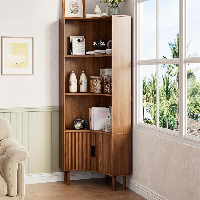 Lxsxlome Fluted Corner Cabinet, 66.928" Tall Corner Floor Cabinet - Image 8