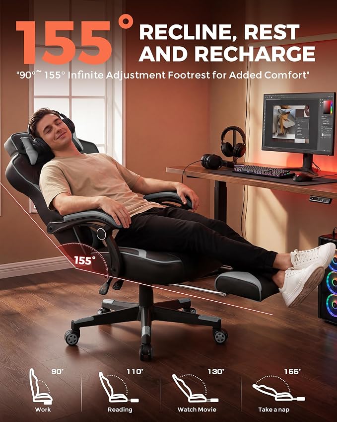 GTPLAYER Gaming Chair for Adults, Big and Tall 350LBS Heavy Duty Office Chair - Image 7