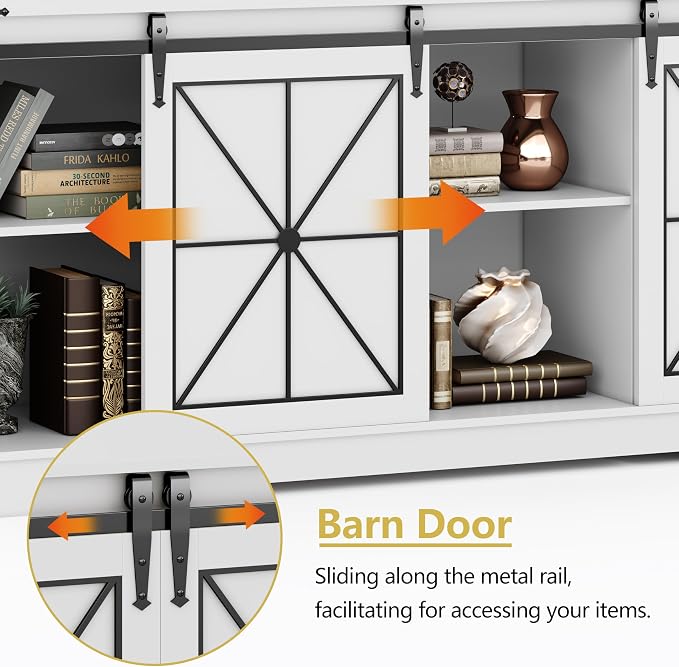 Farmhouse TV Stand for 65/60/55 Inch Tvs, Modern Entertainment Center - Image 3