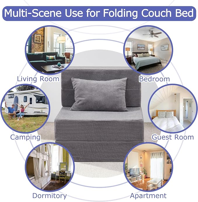 Folding Sofa Bed, 4 in 1 Convertible Sleeper Chair - Image 8